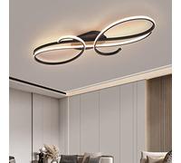 Bellastein LED Design Ceiling Lamp Modern Living Room Pendant Lamp Dimmable Dining Room Pendant Lamp Metal Chrome Ceiling Light for Dining Room, Bedroom, Living Room (Black, L80cm)