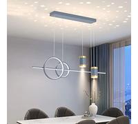 Bellastein LED Dining Table Chandelier Height Adjustable Ceiling Lamp Dimmable with Remote Control Living Room Lamp Modern Ring Design Hanging Light Coffee Table Bar Decor Pendant Light (Gray)