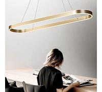 Bellastein LED Modern Dining Table Pendant lamp dimmable with Remote Control Living Room Dining Room Decoration Hanging lamp Oval Height-Adjustable Hanging lamp (Gold, L80cm)