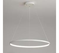 Bellastein LED Modern Round Pendant Light Dimmable with Remote Control Pendant Lamp Height Adjustable Ceiling Light Dining Table Chandelier for Living Room Dining Room Office (White, L80cm)