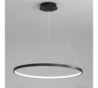 Bellastein LED Modern Round Pendant Light Dimmable with Remote Control Pendant Lamp Height Adjustable Ceiling Light Dining Table Chandelier for Living Room Dining Room Office (Black, L80cm)