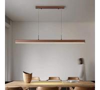 Bellastein LED Pendant lamp, Dining Table, Wooden Pendant lamp, Full Spectrum Office Reception bar, LED Pendant lamp, Straight line Restaurant Pendant lamp (Walnut Color (Full Spectrum), 120cm)
