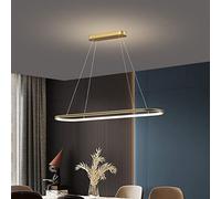 Bellastein Modern Dining Table Pendant Lamp LED Dimmable Pendant Lamp Oval Height Adjustable Chandelier with Remote Control Dining Room Pendant Lamp Creativity Kitchen Living Room Lamp (Gold, L120cm)