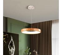 Bellastein Modern LED Pendant Lamp Dimmable Pendant Lamp Dining Table LED Pendant Lamp Wood Dining Room Pendant Lamp Kitchen Height Adjustable Chandelier for Living Room Office Pendant Lamp (A)