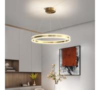 Bellastein Modern LED Round Dining Table Chandelier Dimmable with Remote Control Ceiling Lighting Chandelier Height Adjustable Pendant Light Suitable for Dining Table Living Room Office (L60cm)