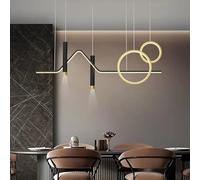 Bellastein Office Hanging Lamp LED Pendant Light Dining Room Lamp Dimmable 45W LED Chandelier Linear Wave Light Dining Room with Remote Control Height-Adjustable Living Room Hanging lamp