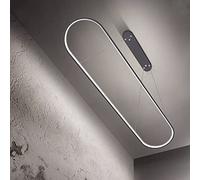 Bellastein Pendant Light Oval Dining Table Office Lamps, LED Hanging Light dimmable Ceiling Light with Remote Control, Modern Ring Design Chandelier for Dining Room Kitchen lamp (L90cm, Black)