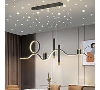 Bellastein Star Clear Sky Pendant Lamp LED Dining Table Pendant Lamp Height Adjustable Remote Control Ceiling Light for Dining Room Living Room Office Lamp (Black)