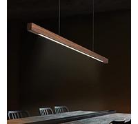 Bellastein Wood Pendant Lamp Dimmable with Remote Control Pendant Lamp Wooden Beams Height Adjustable Chandelier Living Room, Decorative Lamp Wood Lamp Light Color 3000-6500K (Colour Walnut, L150cm)