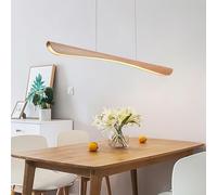 Bellastein Wooden Linear Pendant Light, dimmable Wood Hanging Lamp for Dinning Table, Modern LED Dining Room Pendant Lamp, Height Adjustable Hanging Kitchen Light for Living Room Bar Office (100cm)