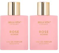 Bellavita Luxury ROSE Eau de Parfum | 100 ml (3.4 fl.oz.) | Perfume for Women | Fresh, Floral Peach, Jasmine, and Ambery Musk Notes | Long Lasting Women's Day Special Fragrance (Pack of 2)