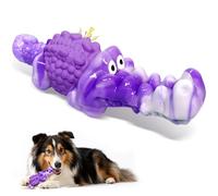 BellaWagg Squeaky Dog Chew Toys for Aggressive Chewers - Tough Crocodile Chew Toy for Small Medium Large Dogs, Dental Cleaning & Anxiety Relief, Boredom Buster (Purple)