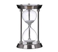 Bellaware 60 Minute Metal Hourglass Sand Timer, Decorative Large Size Sand Clock (Silver)