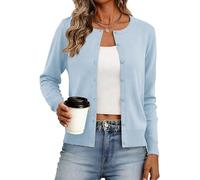Bellcoco Womens Cardigan Sweaters Lightweight Long Sleeve Button Down Knit, Sky Blue, Small