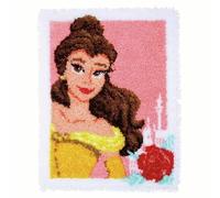 Belle and The Enchanted Rose Latch Hook Rug Kit 50x38cm, Complete DIY Rug Making Craft Kits with Yarn & Canvas and Crochet Needle, Adult Kids Craft Kits for Women Relaxing Home Art Project
