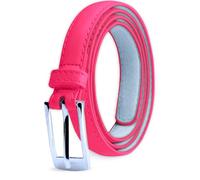 Belle Donne Belt Women, Skinny Dress Belts, Silver Polished Buckle, For Womens Clothes and Fine Dresses, Classy Style, Neon Pink, Medium (Waist: 33-35 Inch)