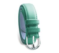 Belle Donne Women's Skinny Thin Belts 1in Bonded Leather Dress Belt Metal Buckle - Blue -