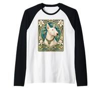 Belle Epoque Bull Terrier Dog Mom Dad Art Raglan Baseball Tee
