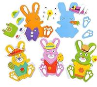 Belle Fang 5 Pcs Easter Crafts Kit for Kids, DIY Easter Bunny Foam Stickers, EVA Peel & Stick Art Set for Party Favors & Easter Decorations