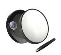 Belle Fang 50X Magnifying Makeup Mirror with Suction Cup and Precision Tweezers, Portable Round Small Travel Mirror for Detailed Skincare, Makeup, Contact Lens and Grooming Black