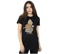 Belle Filled Silhouette Cotton Boyfriend T-Shirt Disney Princess Black XXL
