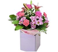 Belle in Pink Fresh Flowers Bouquet Pink Roses, Carnations, Lilies, Delivery Summer Arrangement Gifting for Birthday Celebrations, Anniversary, Get Well, Thank You, Weddings, Her Occasions