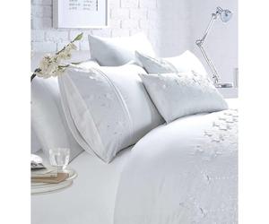 Belle Maison Papillion White Luxury Embroidered Butterfly King Size Duvet Cover Set