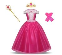 Belle & Moana Aurora Princess Fnacy Dress Up Costume Cosplay Christmas Halloween Birthday Party Outfit with Accessories for Kids Girls Age 7-8 Years