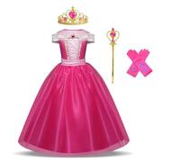 Belle & Moana Aurora Princess Fnacy Dress Up Costume Cosplay Christmas Halloween Birthday Party Outfit with Accessories for Kids Girls Age 4-5 Years