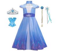 Belle & Moana Girls Elsa Costume Princess Fnacy Dress Up Cosplay Christmas Halloween Birthday Party Outfit Sets with Accessories for Kids Girls Age 4-5 Years