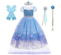 Belle & Moana Girls Ice Costume Princess Blue Snowflake Fnacy Dress Up Cosplay Christmas Halloween Birthday Party Outfit Sets with Accessories for Kids Girls Age 3-4 Years