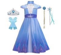 Belle & Moana Girls Ice Costume Princess Fnacy Dress Up Cosplay Christmas Halloween Birthday Party Outfit Sets with Accessories for Kids Girls Age 5-6 Years