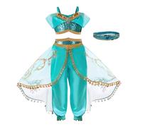 Belle & Moana Princess Costumes for Girls - Jasmine Fancy Dress - Princess Dress Up for Parties, Birthdays, Cosplay, Halloween, Age 4-5 Years