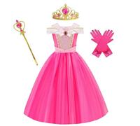Belle & Moana Rose Princess Fnacy Dress Up Costume Cosplay Christmas Halloween Birthday Party Outfit with Accessories for Kids Girls Age 9-10 Years