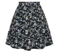 Belle Poque Floral Print Mini Skirts for Women Casual Short Ruffle Skirt Black Purple-Floral XXL