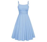 Belle Poque Lovely Retro Style Dress for Women Blue Dress Summer Flared A-Line Long Dress for Going Out Light Blue BP0928-01 XL