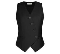 Belle Poque Waistcoats for Women UK Basic Versatile Sleeveless V-Neck Suit Vest for Shirts Tops Black M
