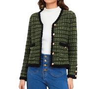 Belle Poque Women Chunky Cardigan Elegant Open Front V Neck Vintage Long Sleeves Knitwear Green XL