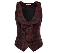 Belle Poque Women Waistcoat Vintage Double Breasted Vest Coat V-Neck Handkerchief Hem Waistcoat