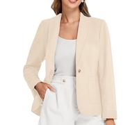 Belle Poque Women's Blazer Coat Vintage Elegant Solid Color Blazer Jackets for Outdoor Apricot M