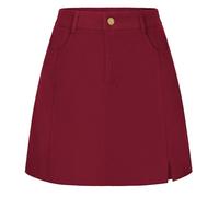 Belle Poque Women's Corduroy Skirt Flared A-Line Mini Skirts with Pockets Autumn Winter Basic Short Skirts Wine 2XL