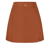 Belle Poque Women's Corduroy Skirt Flared A-Line Mini Skirts with Pockets Autumn Winter Basic Short Skirts Brown S
