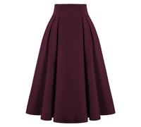 Belle Poque Women's Vintage Retro High Waist Solid Color Swing Skirt with Pockets 2111
