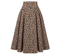 Belle Poque Women's Vintage Retro High Waist Solid Color Swing Skirt with Pockets 2111