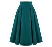 Belle Poque Women's Vintage Retro High Waist Solid Color Swing Skirt with Pockets 2111