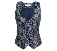 Belle Poque Women's Waistcoat Vintage Double Breasted V-Neck Jacquard Suit Vest Steampunk Gothic Medieval Style Vest Coat