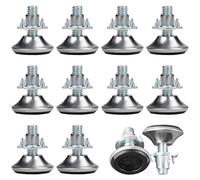 BELLE VOUS 12 Pack Adjustable M8 x 30mm Furniture Levellers - Medium Duty Foot Leveling Felt Glides & Pronged Tee Nut - Home, Office & Restaurant Feet Leveler for Table, Chair, Sofa & Bed Legs