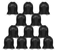 BELLE VOUS 12 Pack Black Drawstring Gym Bags - 42 x 35cm / 16.5 x 13.5 inches - Sports Backpacks for Storage, Travelling and Swimming - Unisex Cinch Tote for Men, Woman, Adults