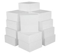 BELLE VOUS 12 Pack Craft Foam Blocks - 10 x 10 x 5cm / 4 x 4 x 2 inches - Square Polystyrene Foam Bricks for Modelling, School Projects, Sculptures, Floral Arrangements, DIY Arts and Crafts