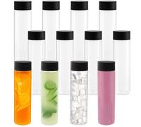 BELLE VOUS 12 Pack of 500ml/17oz Clear Plastic Juice Bottles with Tamper-Proof Lids - Reusable Empty Drink Containers - Bulk PET Leakproof Bottles for Juice, Smoothies, Milk, Water & Cold Beverages